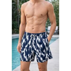 H&M Mens Navy and White Swin Trunks EUC XL